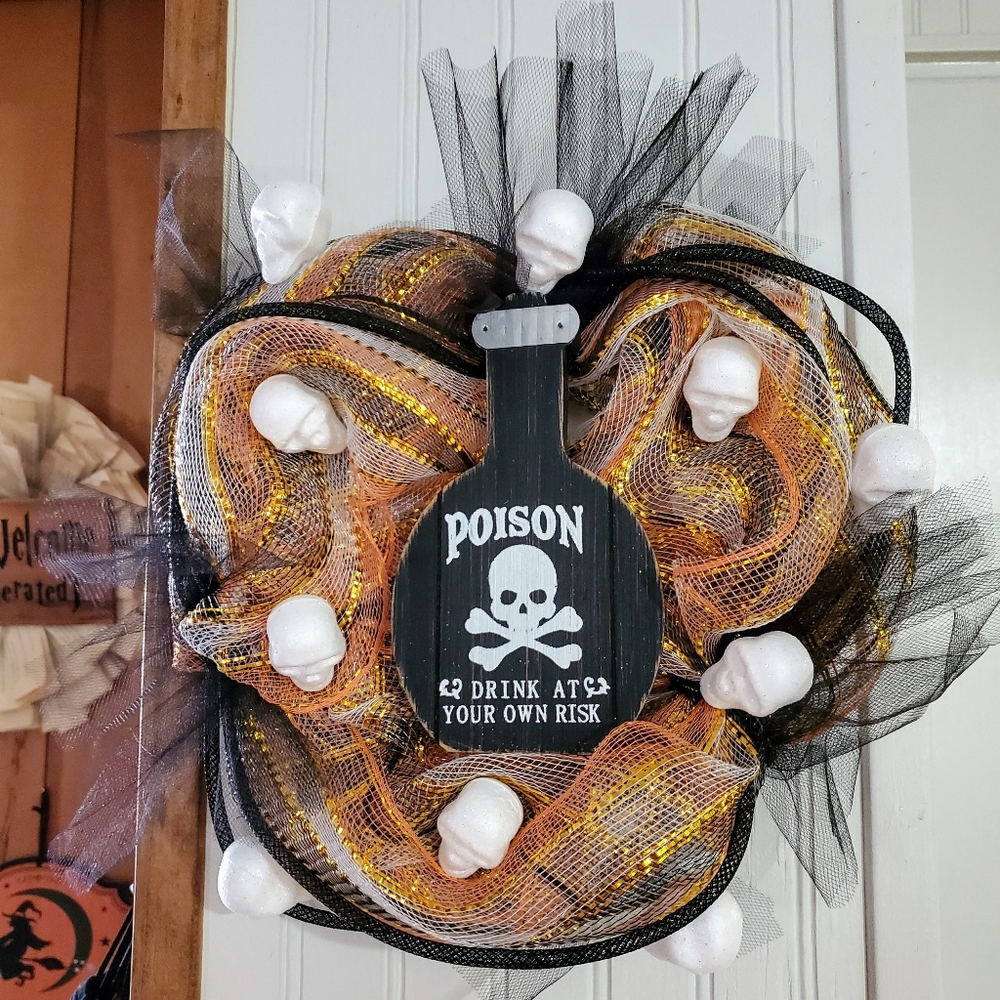 Halloween Poison Mesh Wreath